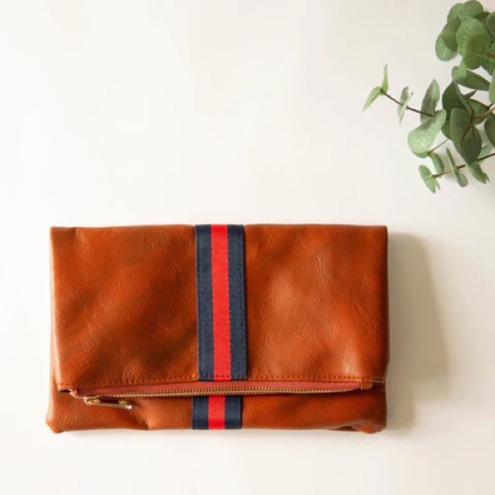 Vegan leather foldover clutch